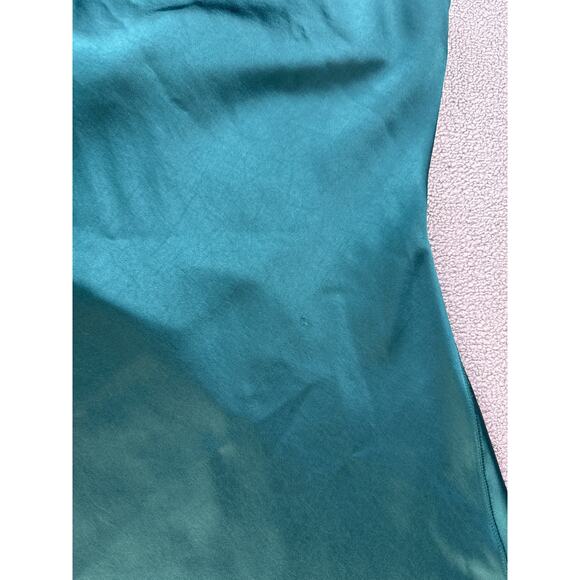 White House Black Market Satin Slip Dress Formal Sleeveless Green Size 14 - Picture 10 of 11